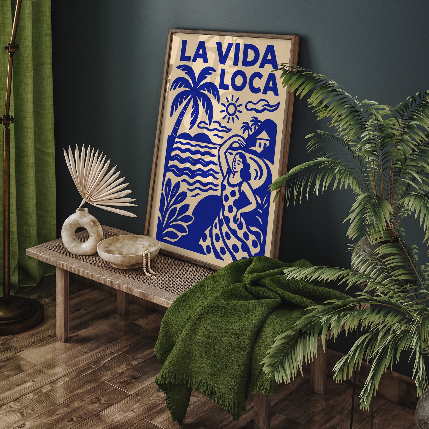 La Vida Loca Poster – Blue Tropical Wall Art