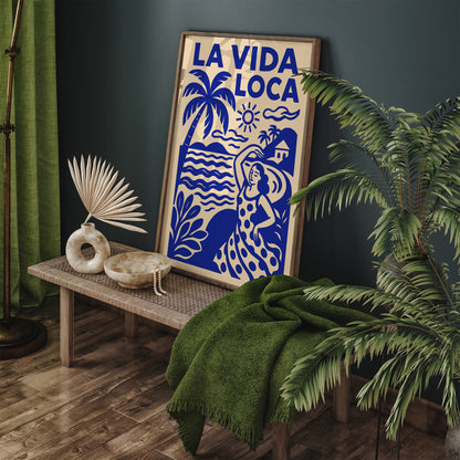 La Vida Loca Poster – Blue Tropical Wall Art