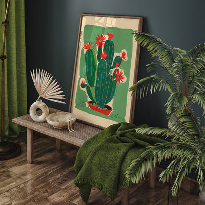 Retro Mid-Century Cactus Art Print