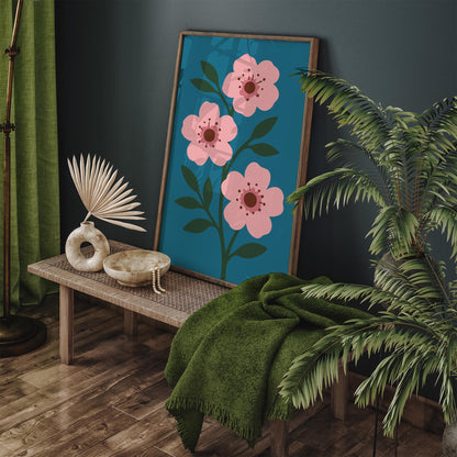 Cherry Blossom Floral Art Print - Eclectic Flowers Poster 2026