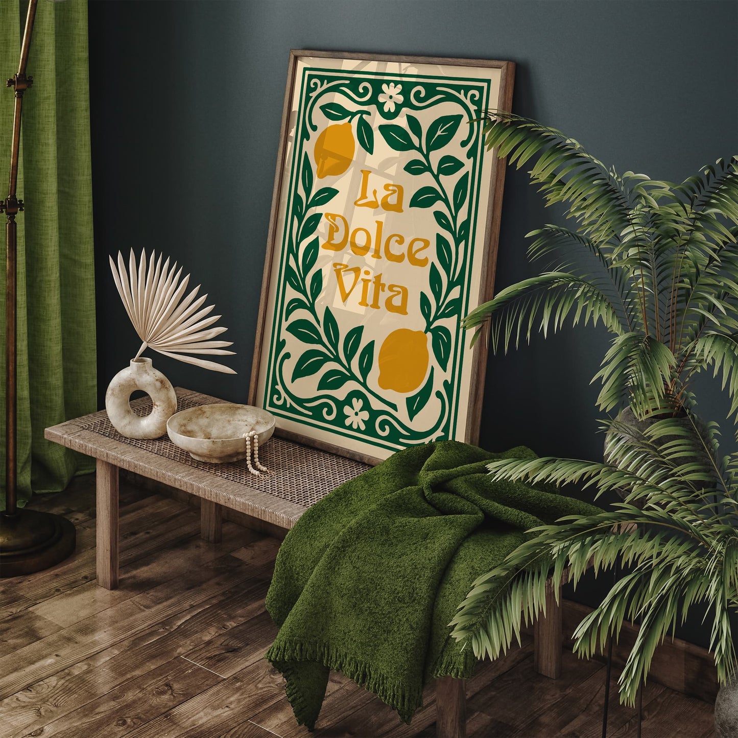 La Dolce Vita Quote Print - Yellow Lemons Wall Art