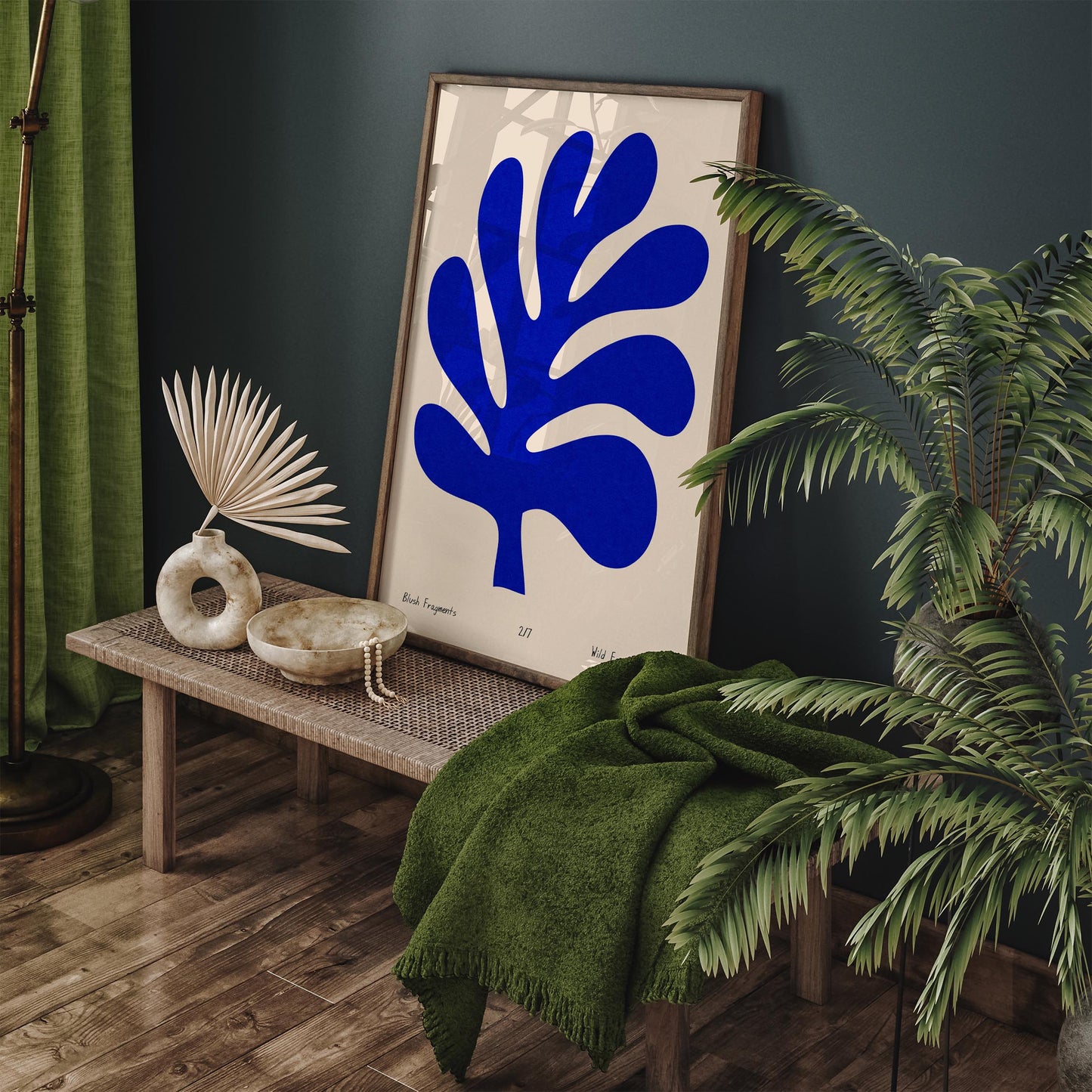 Blue Blush Fragments Poster - Cut Outs Leaf in Matisse Style
