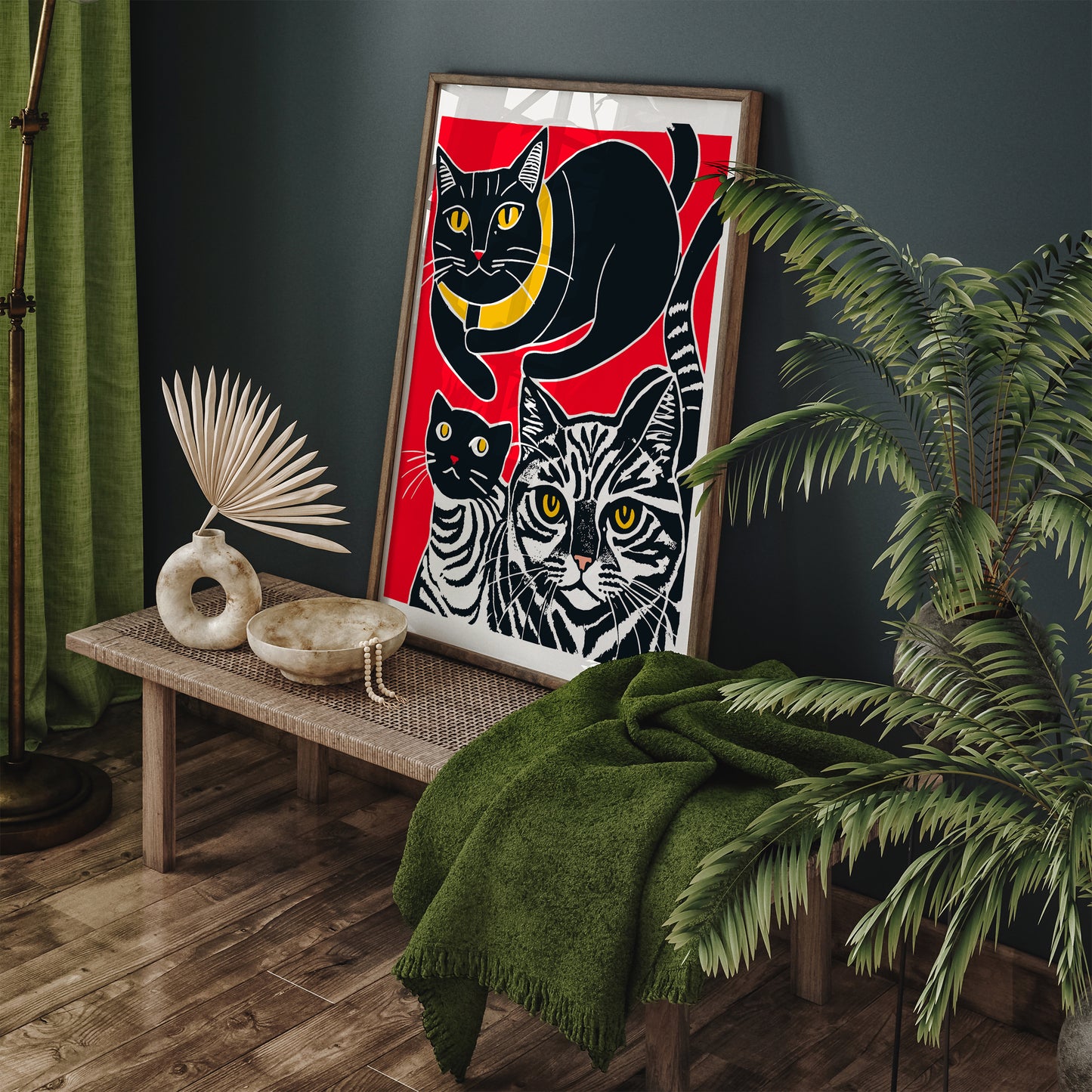 Wild Cats Funny Red Wall Art