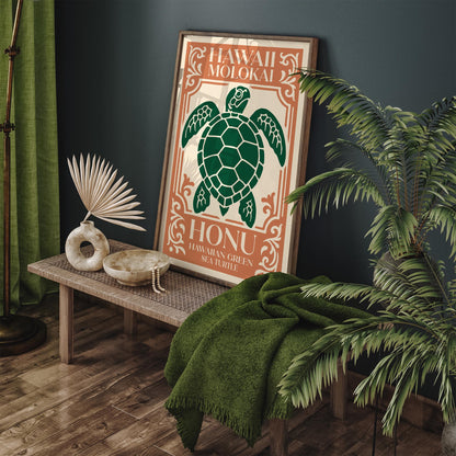 Hawaii Molokai Honu Turtle Poster