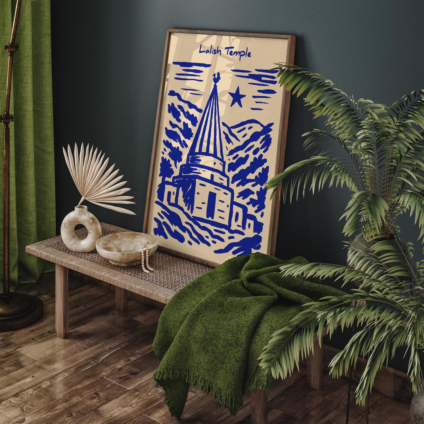 Lalish Temple Poster - Iraq Blue Travel Wall Art