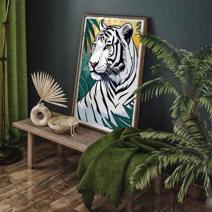 White Jungle Cat Giclee Art Print