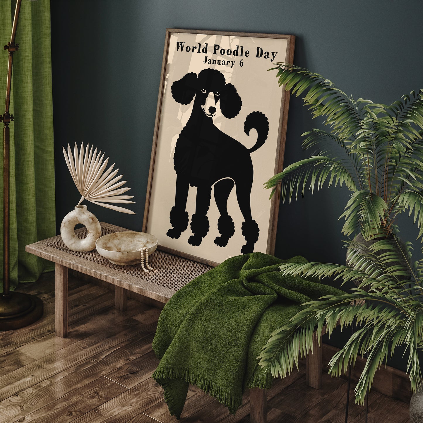 World Poodle Day Wall Art Black Dog Poster