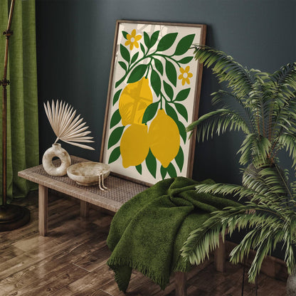 Yellow Lemons Poster Italian Kitchen Wall Decor