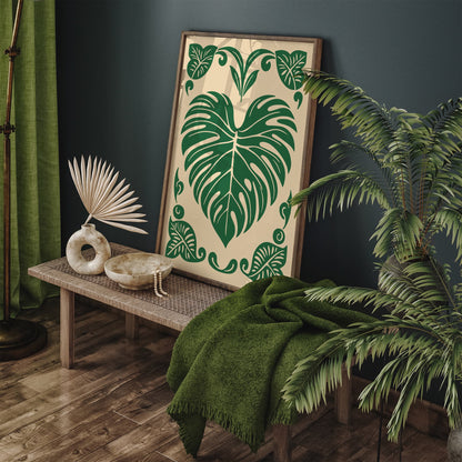 Monstera Love Green Poster