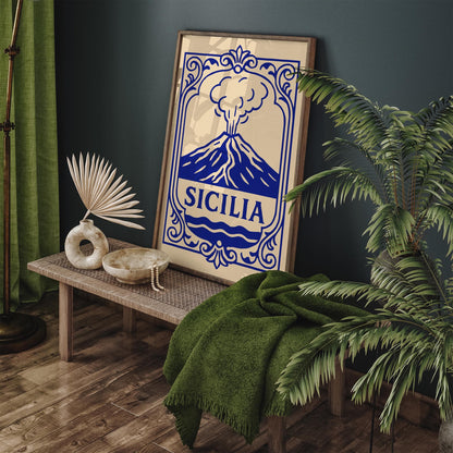 Sicilia Italy, Etna Blue Poster