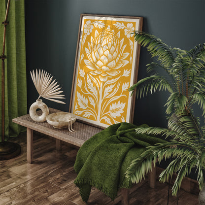 Yellow Artichoke Poster Farmhouse Wall Decor