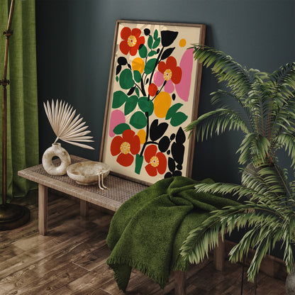 Cut Outs Abstract Colorful Floral Art Print