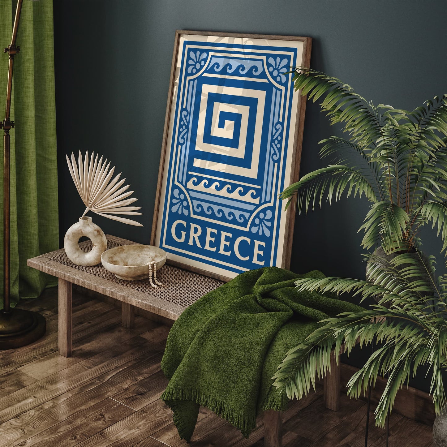 Greece Blue Travel Poster Wall Art