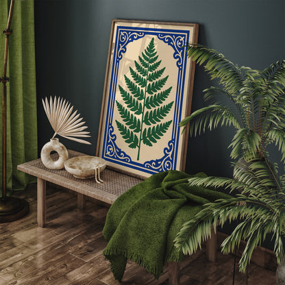 Fern Leaf in Rococo Style Poster - Botanical Classic Home Decor