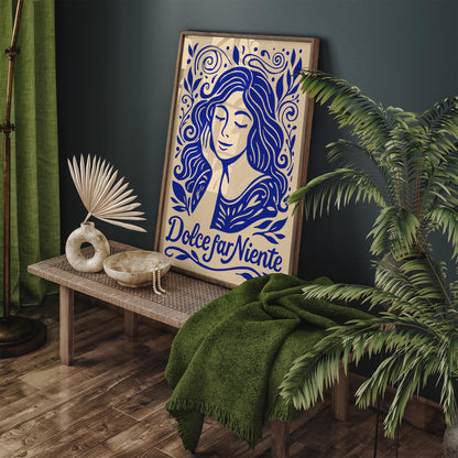 Dolce Far Niente Poster - Blue Quote Wall Art