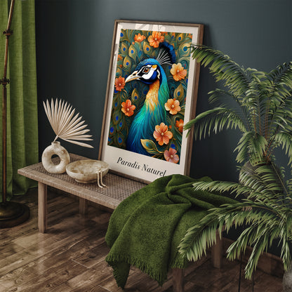 Paradis Naturel Peacock Floral Poster