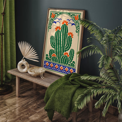Folk Cacti Plant Wall Art Print