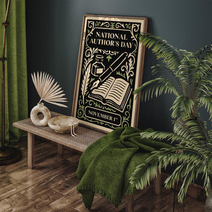 National Authors Day Nov 1 Poster - Rococo Literary Art Print
