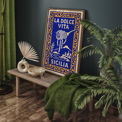 La Dolce Vita Sicilia Poster - Spaghetti Wall Art Print