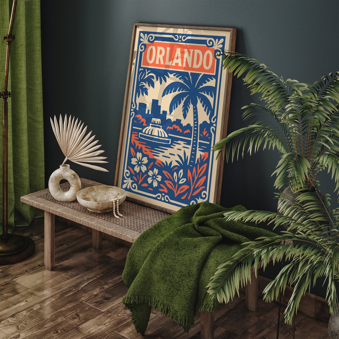 Orlando Travel Art Print - Blue Hotel Room Wall Decor
