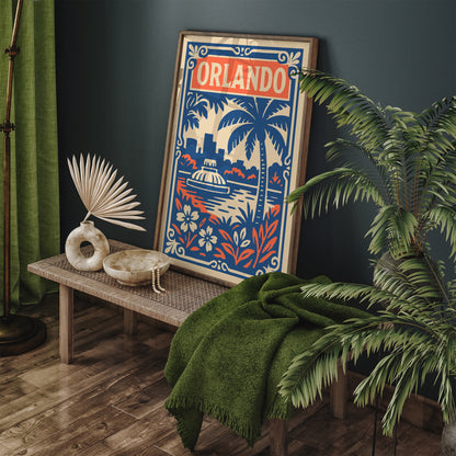 Orlando Travel Art Print - Blue Hotel Room Wall Decor