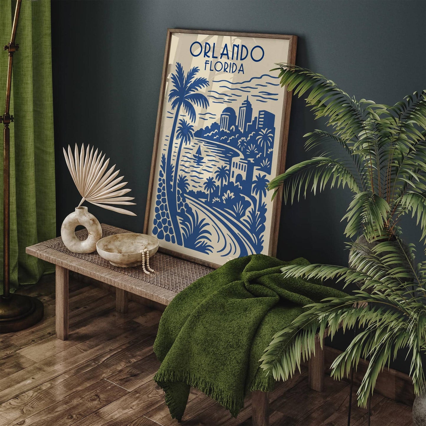 Orlando Florida Travel Blue Poster