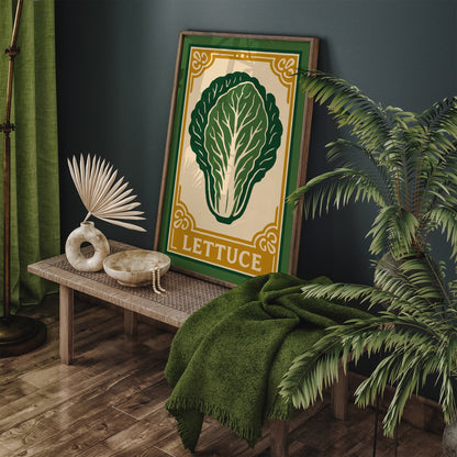 Lettuce Veggie Poster - Rococo Style Kitchen Art Print