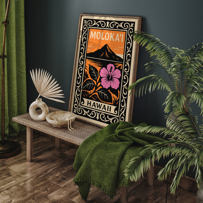 Molokai Island Hawaii Travel Poster