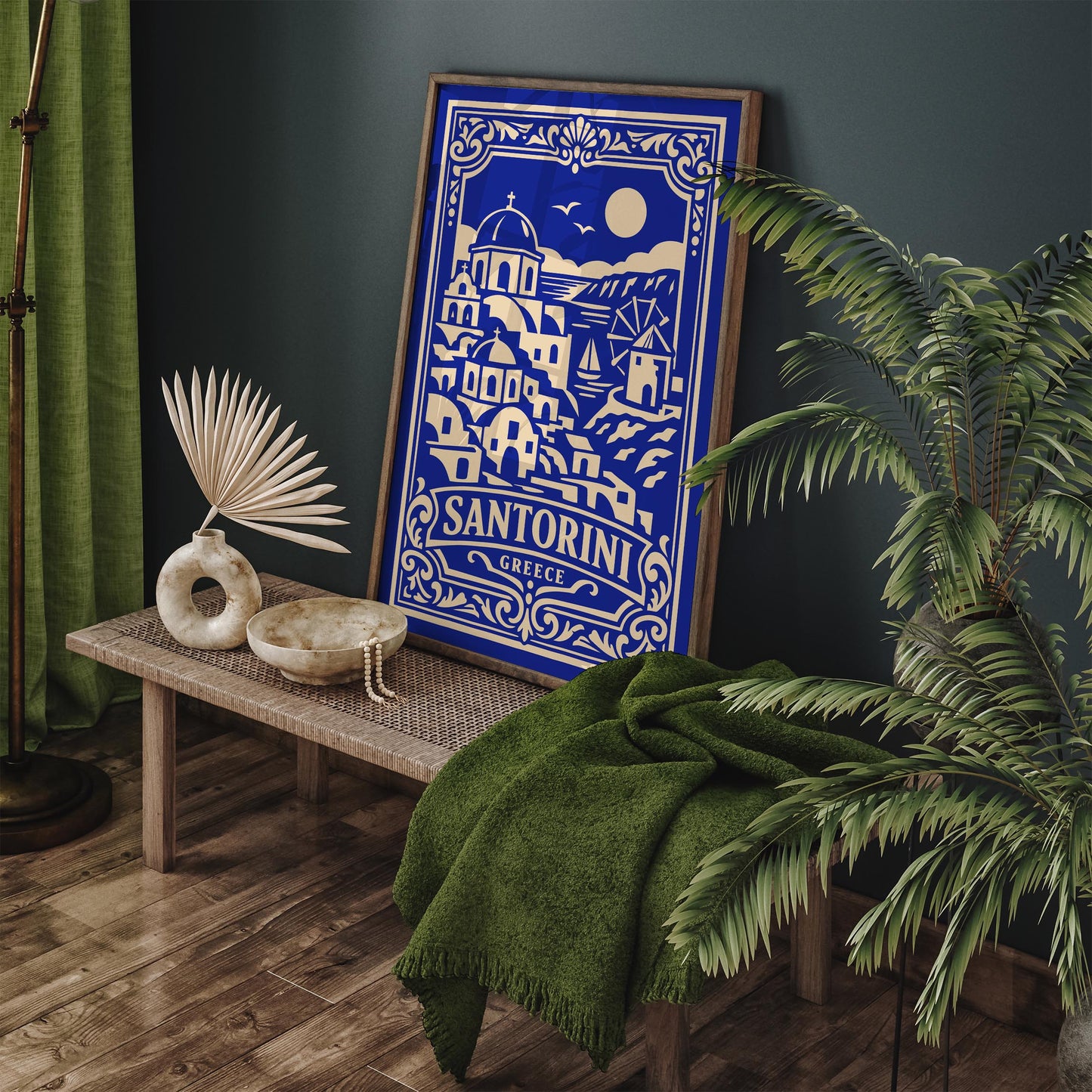 Santorini Greece Blue Poster