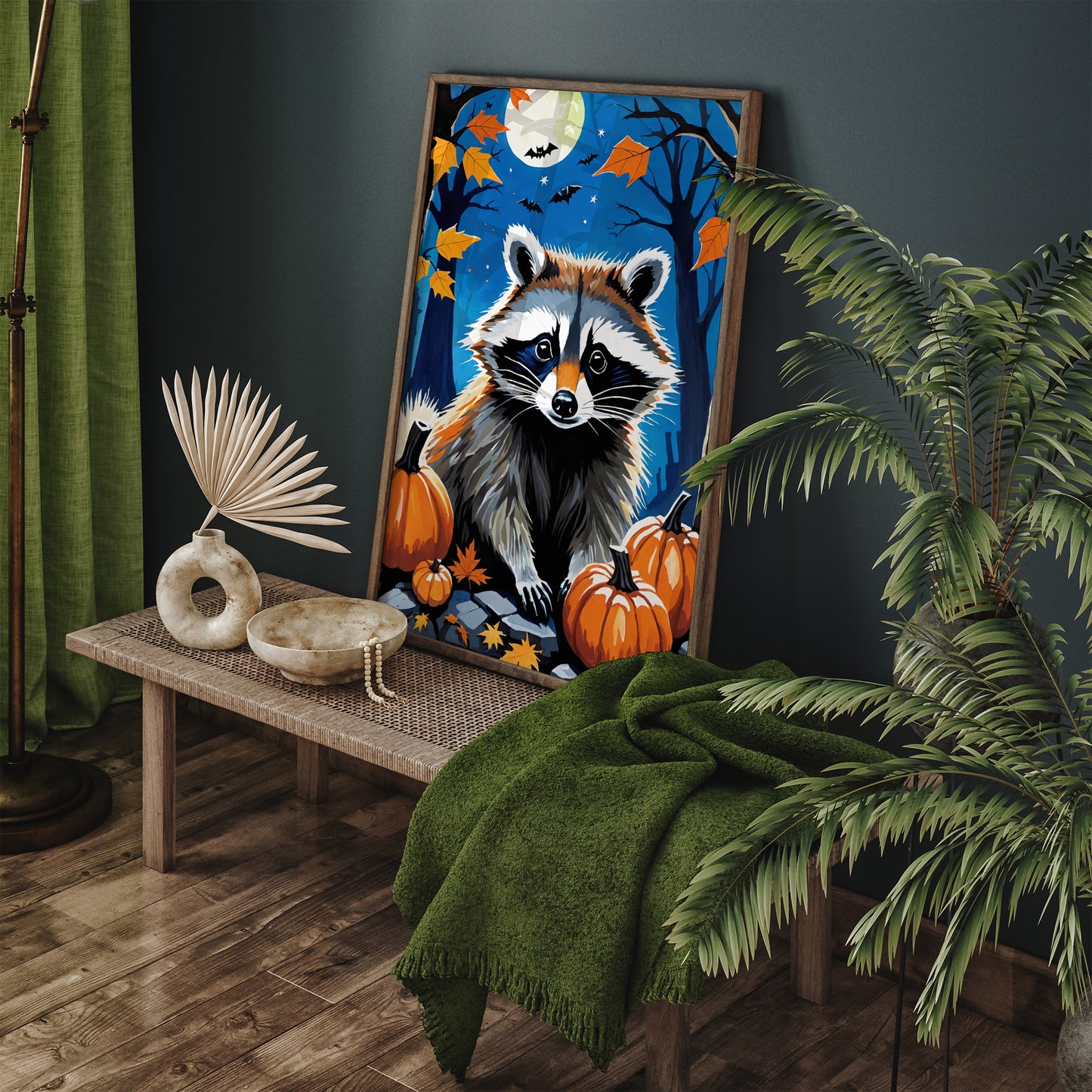 Racoon with Pumpkins Hallowen Wall Art