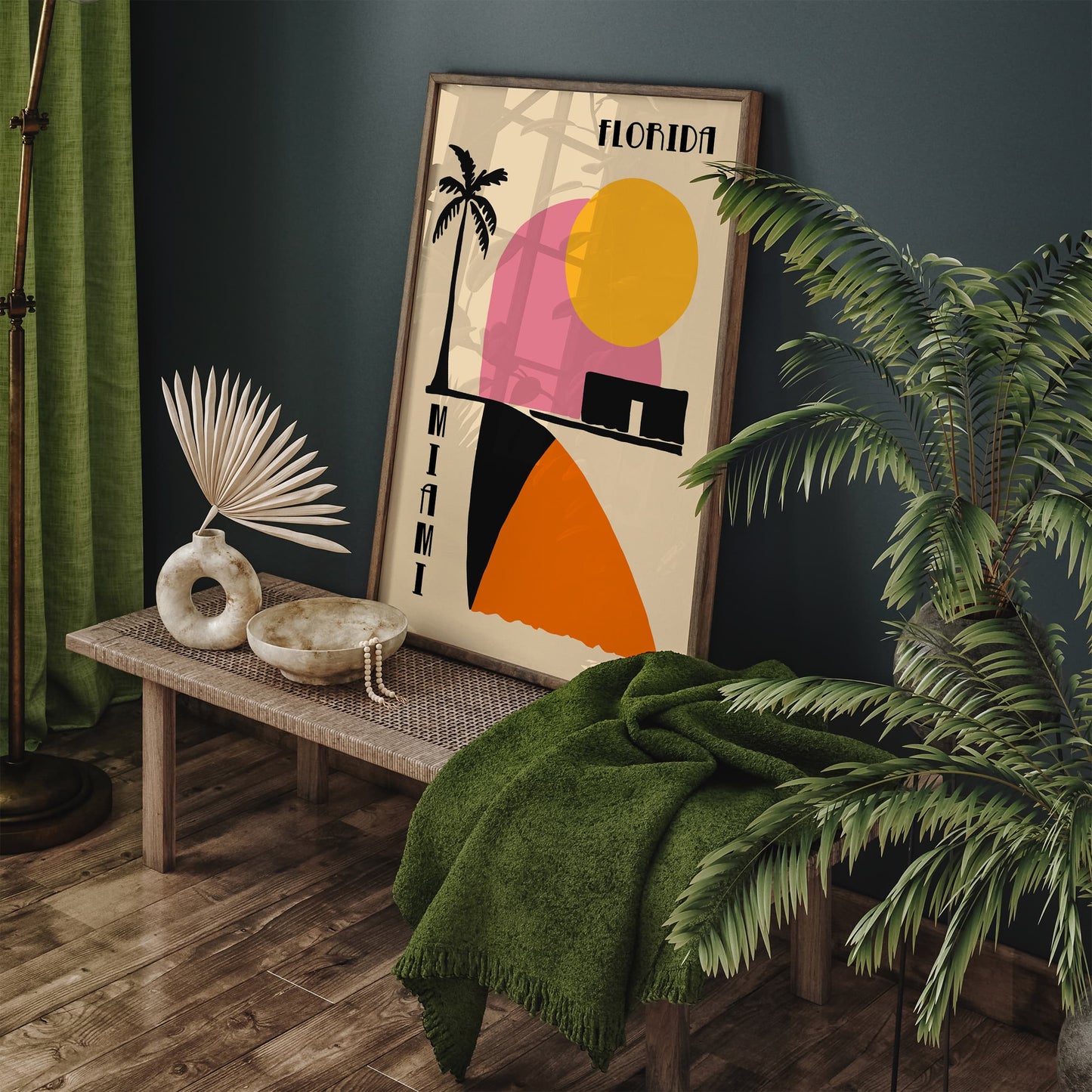 Florida Miami Poster, Mid Century Modern Style