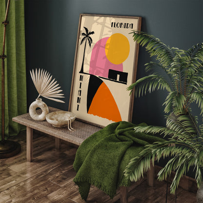 Florida Miami Poster, Mid Century Modern Style