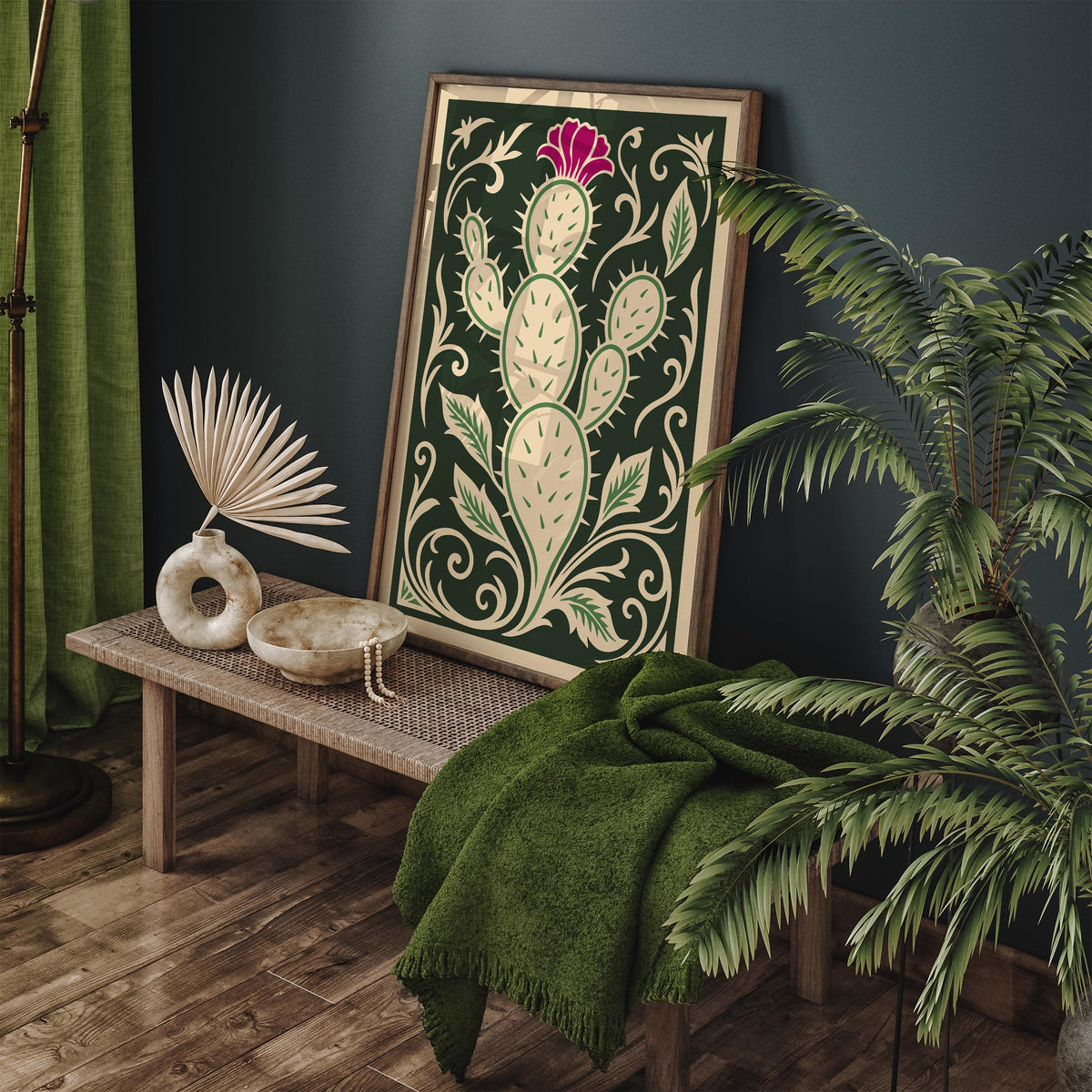 Green Abstract Cactus Poster