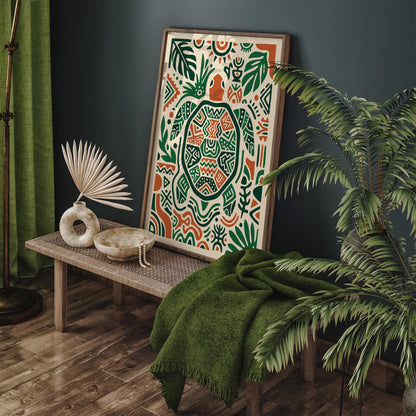 Boho Turtle Art Poster