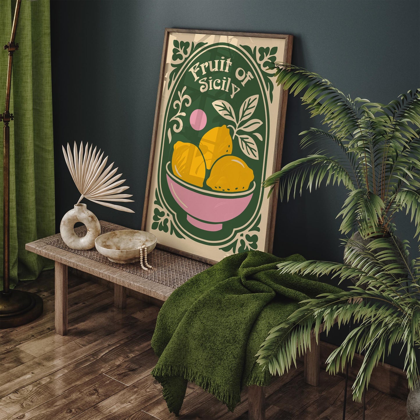 Fruit of Sicily Poster - Yellow Lemons Wall Art Print