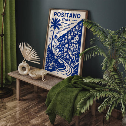 Positano Italy Travel Blue Poster