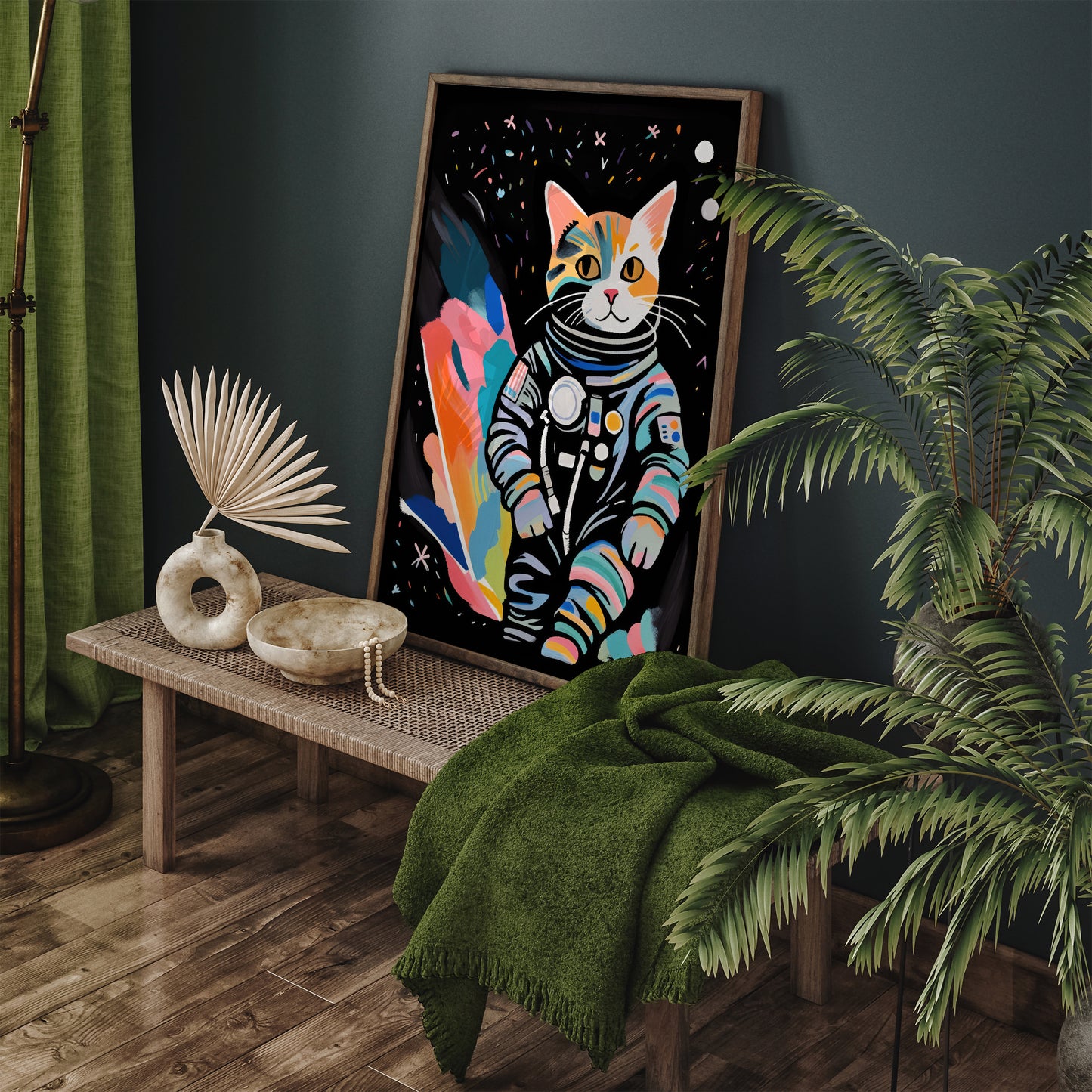 Colorful Cat Explorer Kids Room Poster