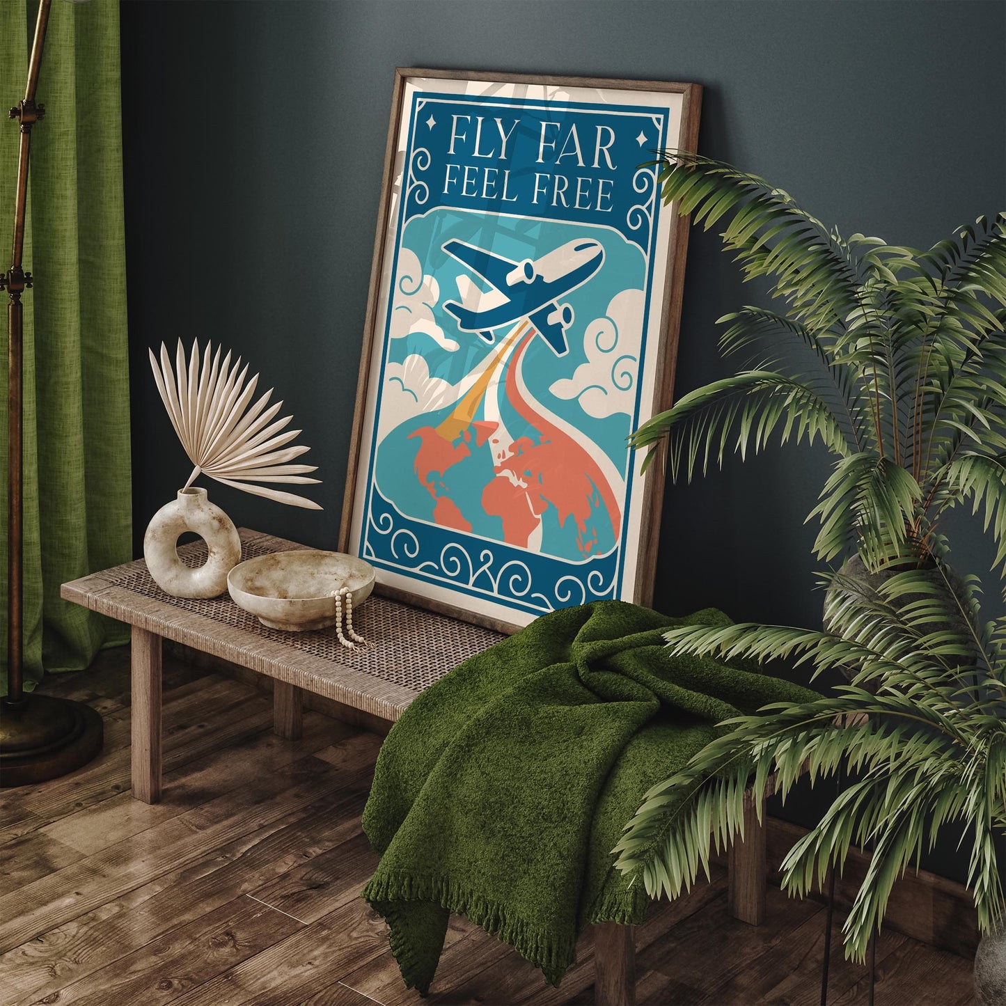 Fly Far Feel Free Poster - Motivational Quote Wall Art
