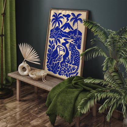 Costa Rica Poster - Blue Scenic Travel Wall Art