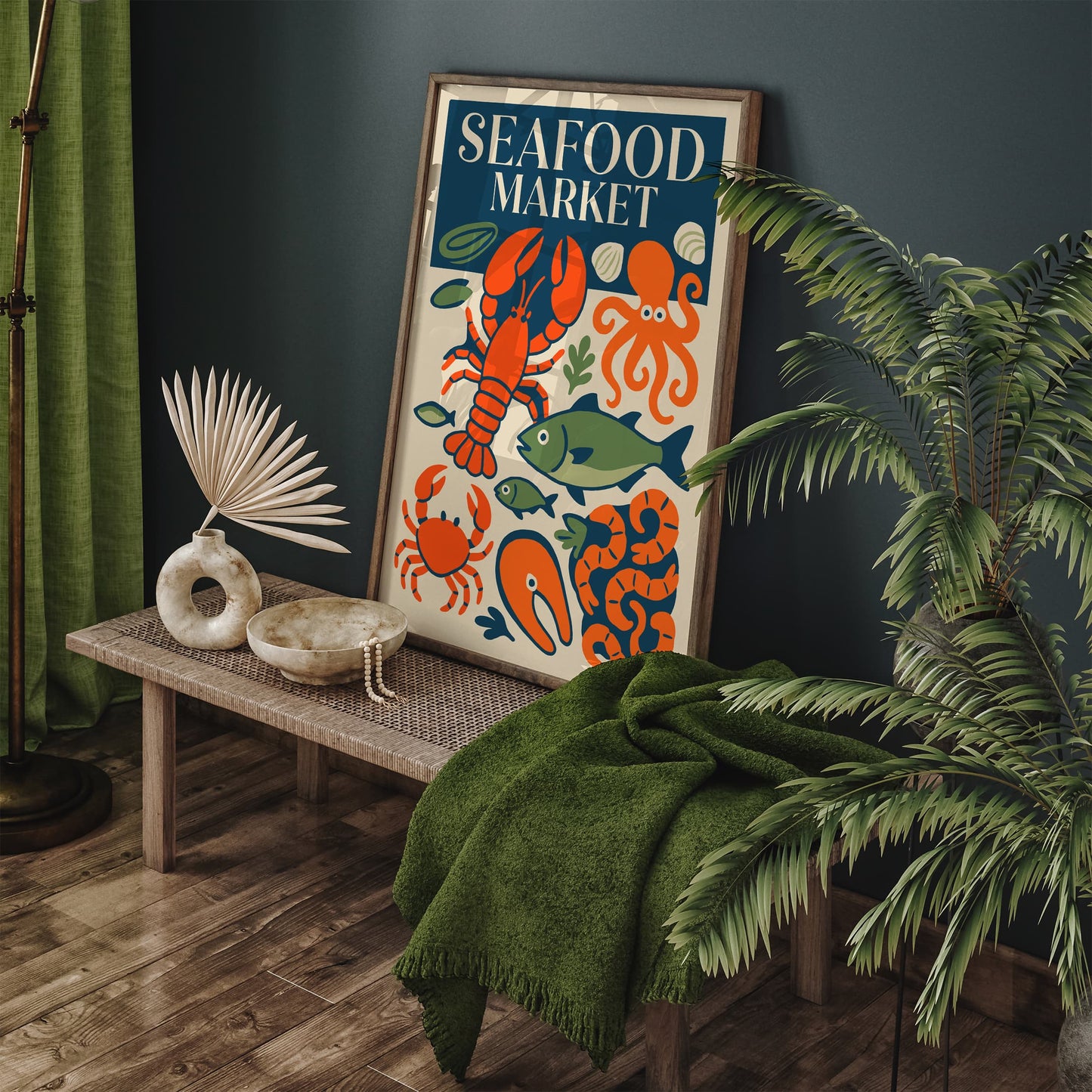 Retro Seafood Market Art Print, Kitchen Wall Decor