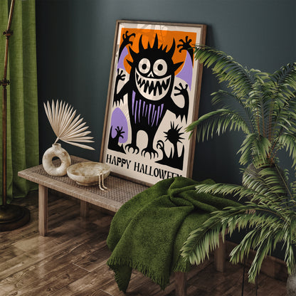 Happy Halloween Spooky Monster Wall Art 2024