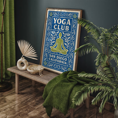 Blue Yoga Club San Diego California Poster
