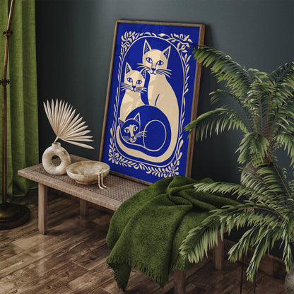 Cats Family Blue Poster