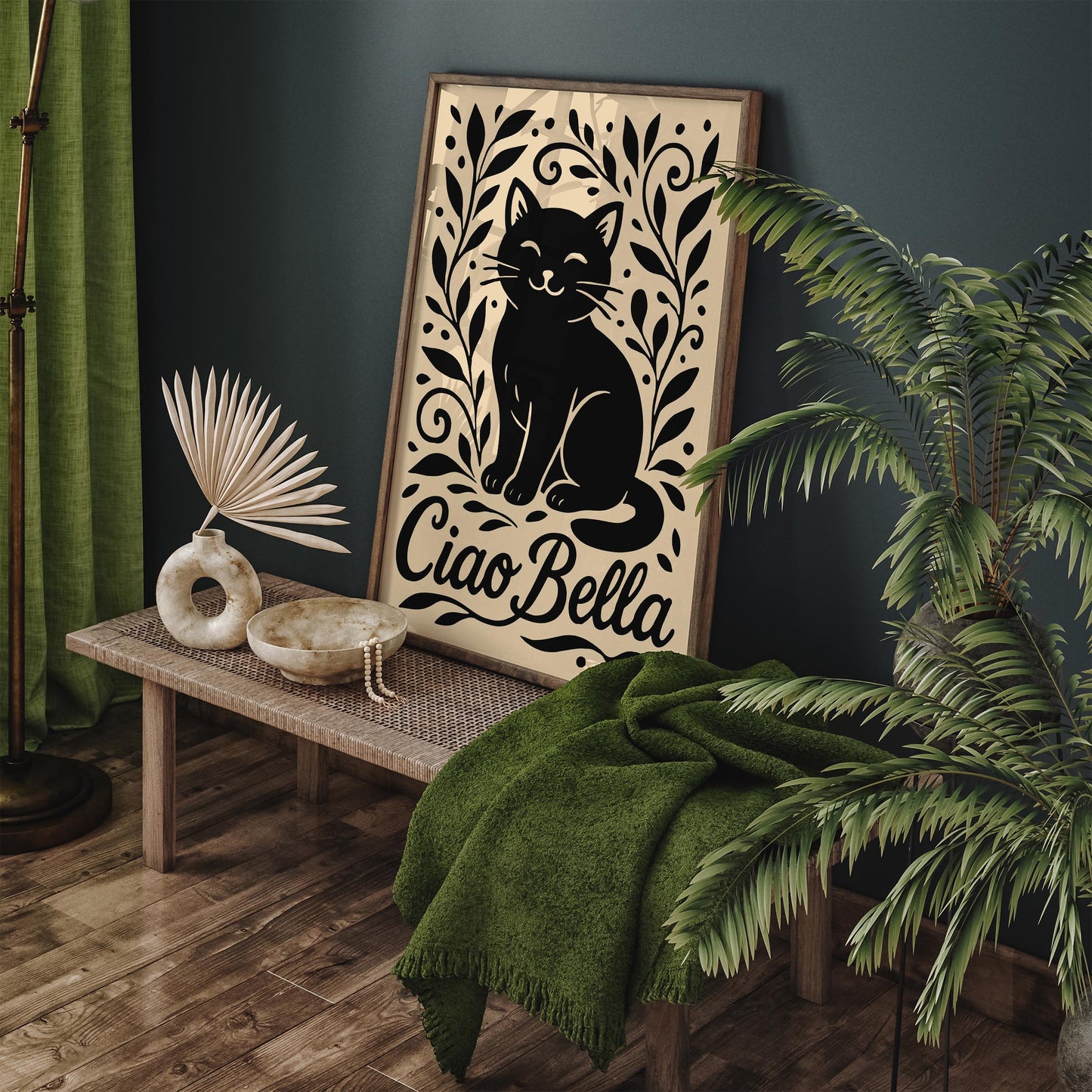 Ciao Bella Poster - Black Cat Wall Art - Cute Animal Print