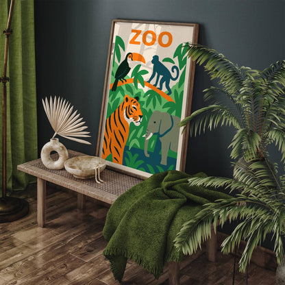 Tropical Zoo Poster – Cute Kids Room Wall Art