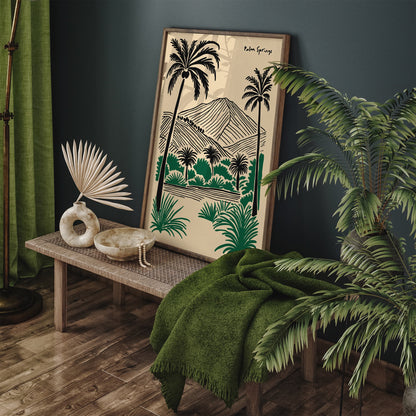 Palm Springs Line Art Retro Travel Poster