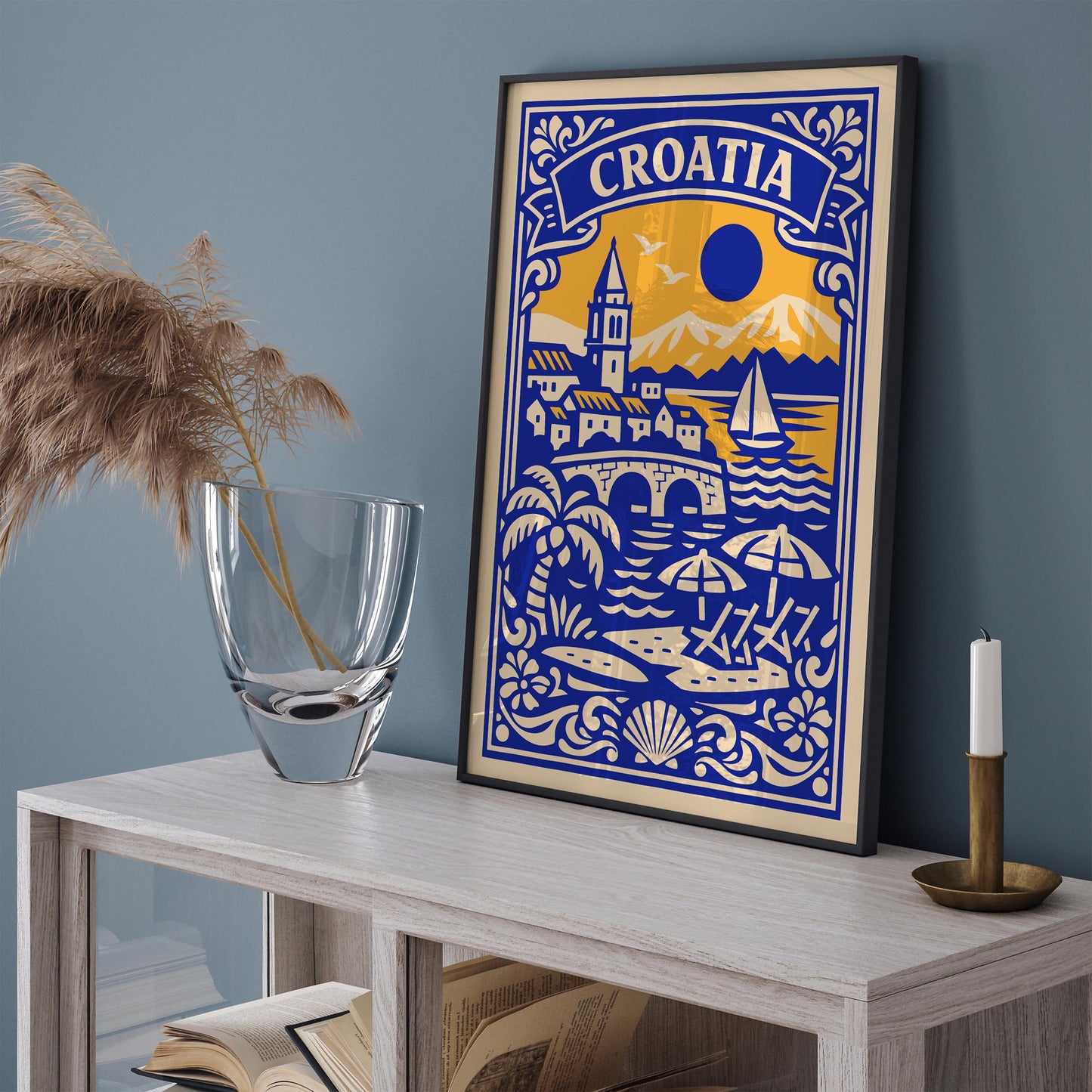 Croatia Travel Poster - Blue Adriatic Wall Art