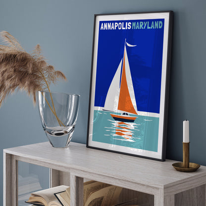 Annapolis Maryland Retro Boat Poster