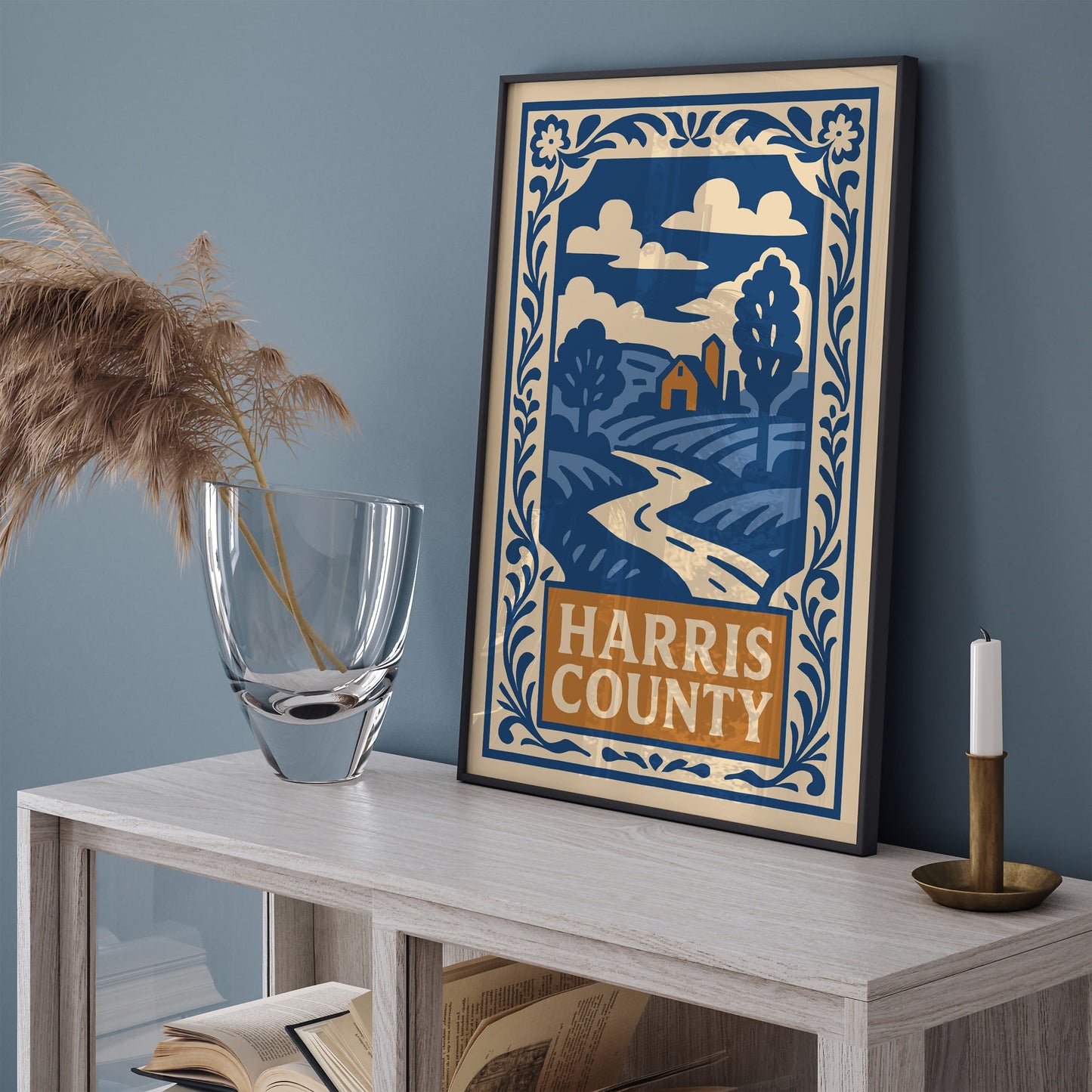 Harris County Texas Blue Travel Poster