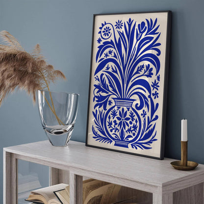 Blue Eclectic Flowers in Vase Poster